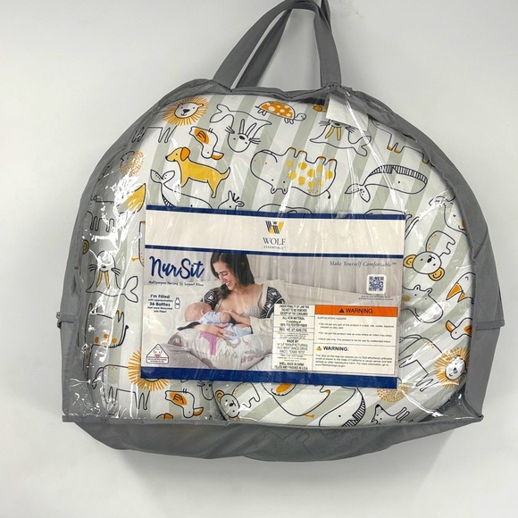 WOLF Nursing Pillow with Gray and Yellow Animal Design - Picture 2 of 4